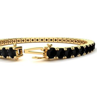 10 1 2 Carat Black Diamond Tennis Bracelet In 14 Karat Yellow Gold 8 Inches
