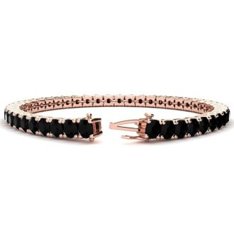 7 3/4 Carat Black Diamond Tennis Bracelet In 14 Karat Rose Gold, 6 Inches