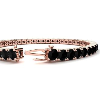 7 3/4 Carat Black Diamond Tennis Bracelet In 14 Karat Rose Gold, 6 Inches