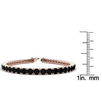 7 3/4 Carat Black Diamond Tennis Bracelet In 14 Karat Rose Gold, 6 Inches