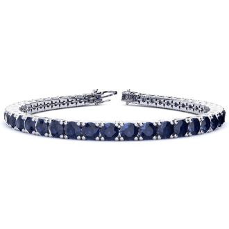 14 3/4 Carat Sapphire Tennis Bracelet In 14 Karat White Gold, 8 Inches