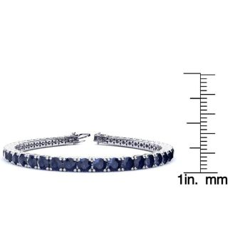 14 3/4 Carat Sapphire Tennis Bracelet In 14 Karat White Gold, 8 Inches