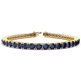 16 1/2 Carat Sapphire Tennis Bracelet In 14 Karat Yellow Gold, 9 Inches