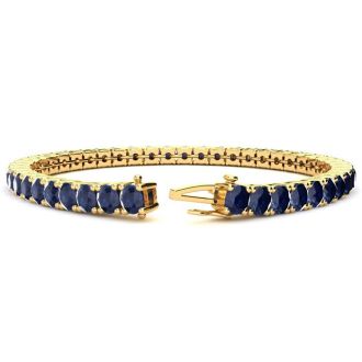 16 1/2 Carat Sapphire Tennis Bracelet In 14 Karat Yellow Gold, 9 Inches
