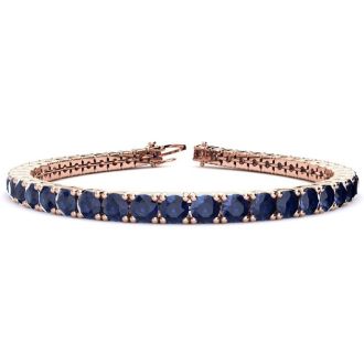 12 Carat Sapphire Tennis Bracelet In 14 Karat Rose Gold, 6 1/2 Inches