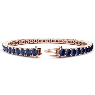 12 Carat Sapphire Tennis Bracelet In 14 Karat Rose Gold, 6 1/2 Inches