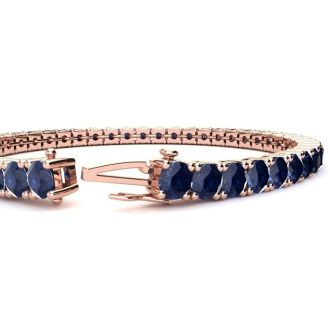 12 Carat Sapphire Tennis Bracelet In 14 Karat Rose Gold, 6 1/2 Inches