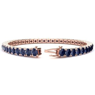 12 3/4 Carat Sapphire Tennis Bracelet In 14 Karat Rose Gold, 7 Inches