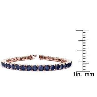 12 3/4 Carat Sapphire Tennis Bracelet In 14 Karat Rose Gold, 7 Inches