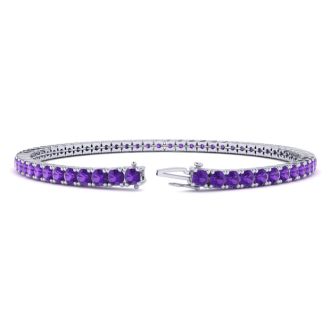 4 Carat Amethyst Tennis Bracelet In 14 Karat White Gold, 7 Inches