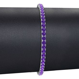 4 Carat Amethyst Tennis Bracelet In 14 Karat White Gold, 7 Inches