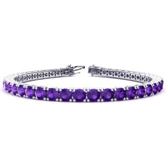 10 1/2 Carat Amethyst Tennis Bracelet In 14 Karat White Gold, 8 Inches