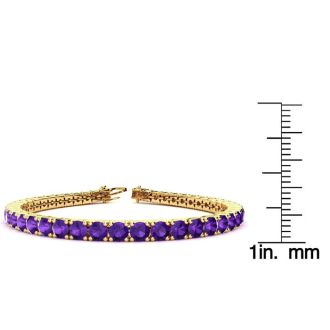 9 1/5 Carat Amethyst Tennis Bracelet In 14 Karat Yellow Gold, 7 Inches