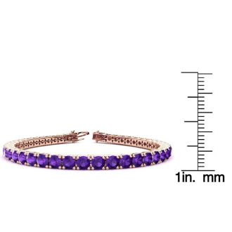 9 1/5 Carat Amethyst Tennis Bracelet In 14 Karat Rose Gold, 7 Inches