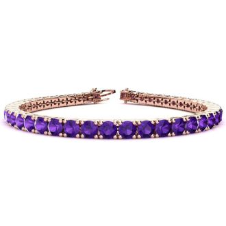 9 3/4 Carat Amethyst Tennis Bracelet In 14 Karat Rose Gold, 7 1/2 Inches