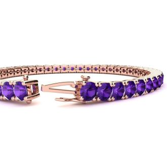 9 3/4 Carat Amethyst Tennis Bracelet In 14 Karat Rose Gold, 7 1/2 Inches