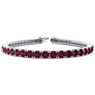 Garnet Bracelet: Garnet Jewelry: 4 Carat Garnet Tennis Bracelet In 14 Karat White Gold, 6 Inches