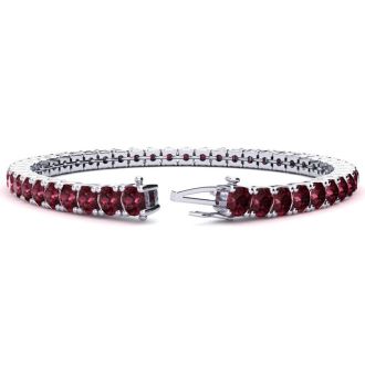 Garnet Bracelet: Garnet Jewelry: 4 Carat Garnet Tennis Bracelet In 14 Karat White Gold, 6 Inches