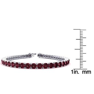 Garnet Bracelet: Garnet Jewelry: 4 Carat Garnet Tennis Bracelet In 14 Karat White Gold, 6 Inches