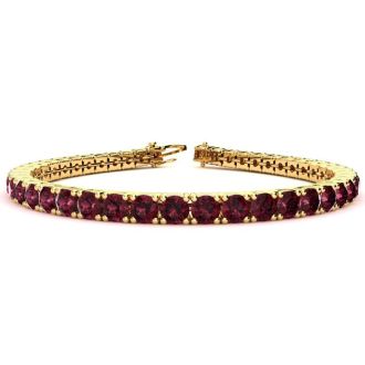 Garnet Bracelet: Garnet Jewelry: 4 1/2 Carat Garnet Tennis Bracelet In 14 Karat Yellow Gold, 7 Inches