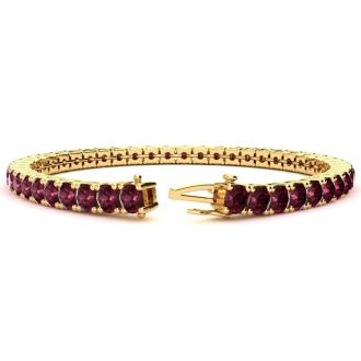 Garnet Bracelet: Garnet Jewelry: 4 1/2 Carat Garnet Tennis Bracelet In 14 Karat Yellow Gold, 7 Inches