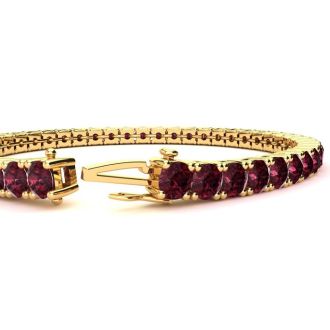 Garnet Bracelet: Garnet Jewelry: 5 Carat Garnet Tennis Bracelet In 14 Karat Yellow Gold, 7 1/2 Inches