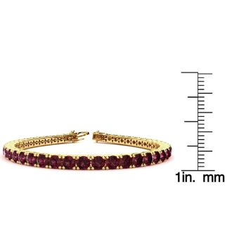 Garnet Bracelet: Garnet Jewelry: 5 Carat Garnet Tennis Bracelet In 14 Karat Yellow Gold, 7 1/2 Inches