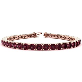 Garnet Bracelet: Garnet Jewelry: 4 Carat Garnet Tennis Bracelet In 14 Karat Rose Gold, 6 Inches