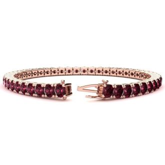 Garnet Bracelet: Garnet Jewelry: 4 Carat Garnet Tennis Bracelet In 14 Karat Rose Gold, 6 Inches