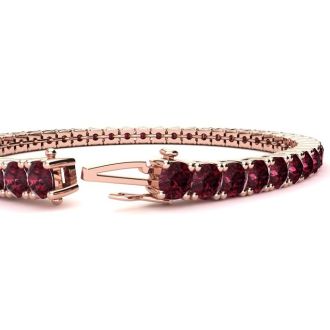 Garnet Bracelet: Garnet Jewelry: 4 Carat Garnet Tennis Bracelet In 14 Karat Rose Gold, 6 Inches
