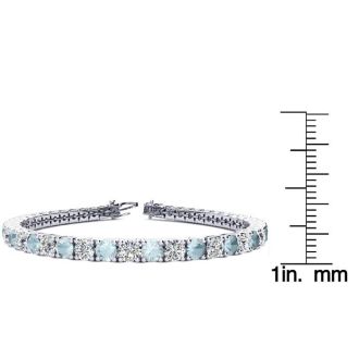 Aquamarine Bracelet: Aquamarine Jewelry: 8 3/4 Carat Aquamarine and Diamond Tennis Bracelet In 14 Karat White Gold, 7 1/2 Inches