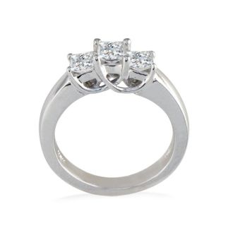 1 1/2ct Princess Three Diamond Ring in 14k White Gold. Closeout 