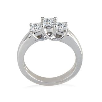1 1/2ct Princess Three Diamond Ring in 14k White Gold. Closeout