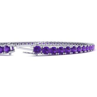 4 3/4 Carat Amethyst Tennis Bracelet In 14 Karat White Gold, 8 1/2 Inches