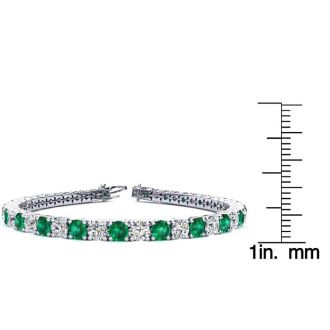 13 1/4 Carat Emerald and Diamond Tennis Bracelet In 14 Karat White Gold, 9 Inches