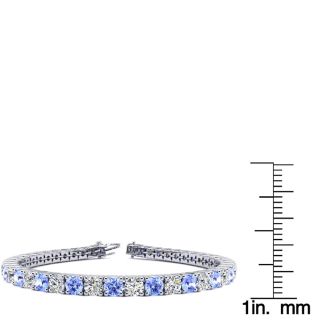 11 1/2 Carat Tanzanite and Diamond Tennis Bracelet In 14 Karat White Gold, 9 Inches