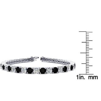 9 3/4 Carat Black and White Diamond Tennis Bracelet In 14 Karat White Gold, 7 1/2 Inches
