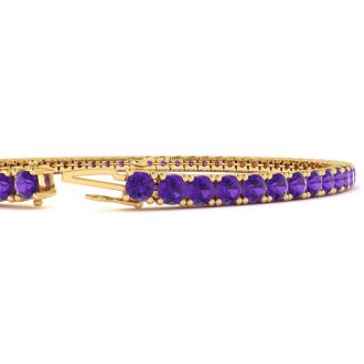 5 Carat Amethyst Tennis Bracelet In 14 Karat Yellow Gold, 9 Inches