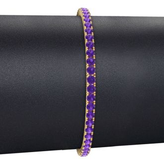 5 Carat Amethyst Tennis Bracelet In 14 Karat Yellow Gold, 9 Inches
