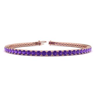 4 Carat Amethyst Tennis Bracelet In 14 Karat Rose Gold, 7 Inches