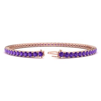 4 Carat Amethyst Tennis Bracelet In 14 Karat Rose Gold, 7 Inches