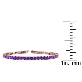 4 Carat Amethyst Tennis Bracelet In 14 Karat Rose Gold, 7 Inches