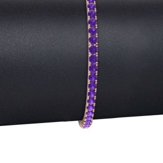 4 Carat Amethyst Tennis Bracelet In 14 Karat Rose Gold, 7 Inches