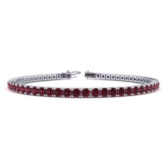 Garnet Bracelet: Garnet Jewelry: 4 1/2 Carat Garnet Tennis Bracelet In 14 Karat White Gold, 6 1/2 Inches