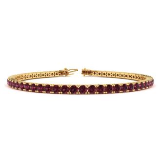 Garnet Bracelet: Garnet Jewelry: 4 1/4 Carat Garnet Tennis Bracelet In 14 Karat Yellow Gold, 6 1/2 Inches
