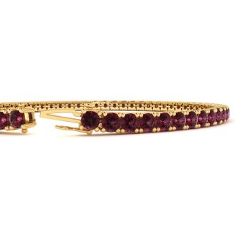 Garnet Bracelet: Garnet Jewelry: 4 1/4 Carat Garnet Tennis Bracelet In 14 Karat Yellow Gold, 6 1/2 Inches