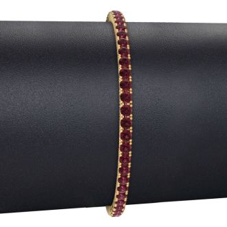 Garnet Bracelet: Garnet Jewelry: 4 1/4 Carat Garnet Tennis Bracelet In 14 Karat Yellow Gold, 6 1/2 Inches