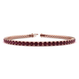 Garnet Bracelet: Garnet Jewelry: 4 1/2 Carat Garnet Tennis Bracelet In 14 Karat Rose Gold, 7 Inches