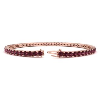 Garnet Bracelet: Garnet Jewelry: 4 1/2 Carat Garnet Tennis Bracelet In 14 Karat Rose Gold, 7 Inches