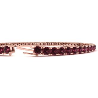 Garnet Bracelet: Garnet Jewelry: 4 1/2 Carat Garnet Tennis Bracelet In 14 Karat Rose Gold, 7 Inches